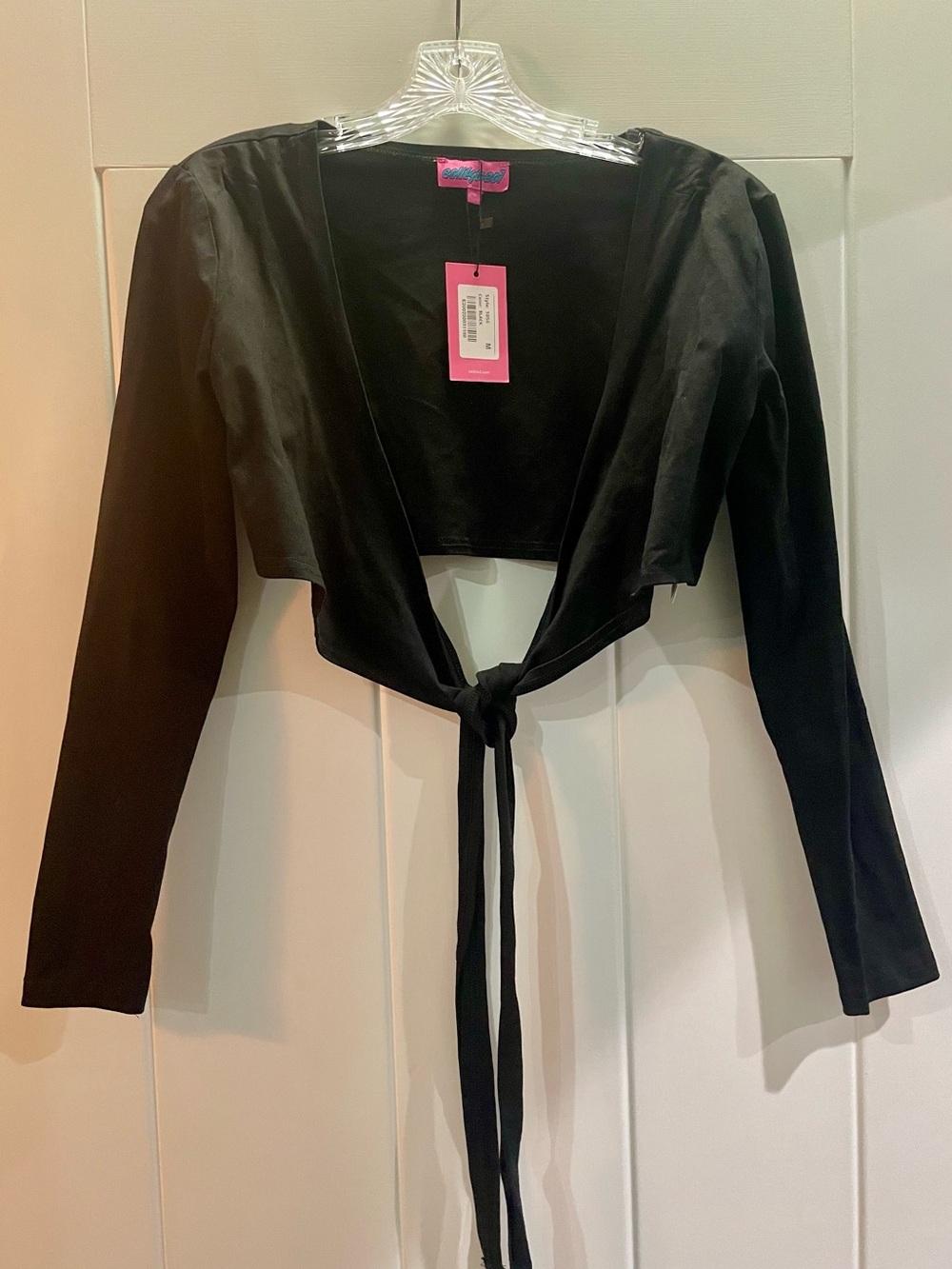 Edikted Black Cropped Tie-Front Cardigan